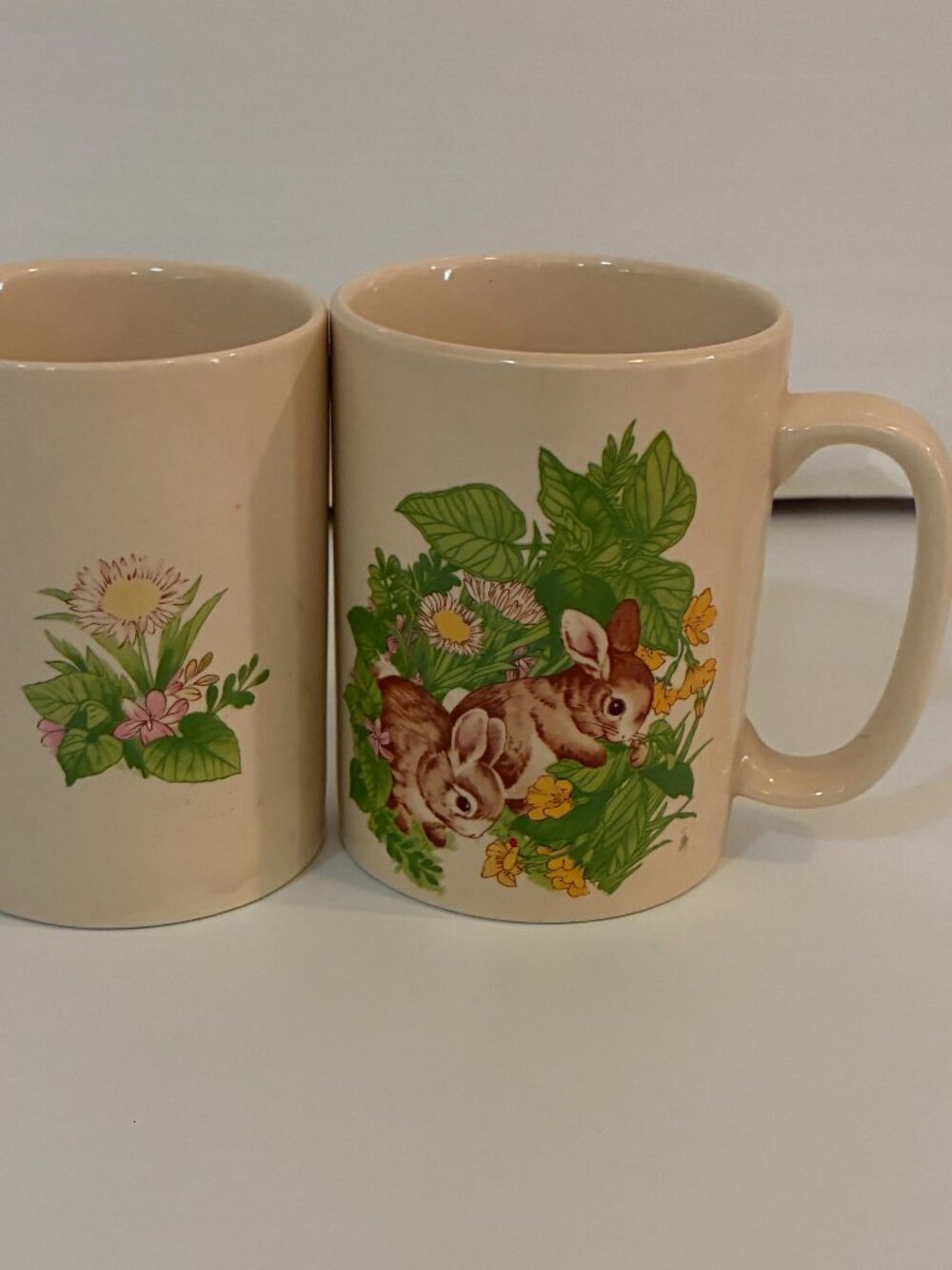 Vintage Otagiri Japan Cream-Colored Rabbit Ceramic Coffee Mugs